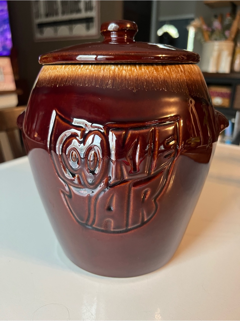 Vintage McCoy #7024 Ceramic Drip Glaze Cookie Jar